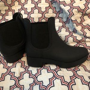 Black rain boots